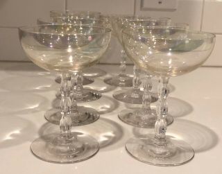 Vintage Iridescent Stemware Champagne Glasses And Wine Glasses