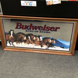 Vintage Budweiser Clydesdale Mirror King Of Beers