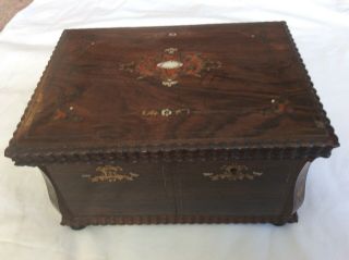 Antique Victorian Wooden Jewelry Box