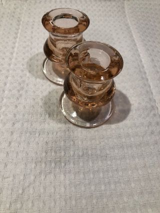 Vintage [pink Depression] Glass Candle Stick Holder Item