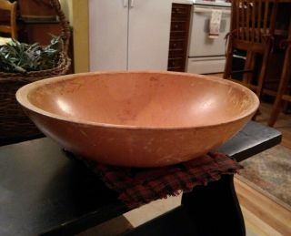 Vintage Large Primitive Out - Of - Round Wooden Dough Bowl
