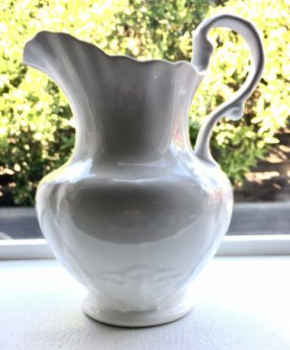 Gorgeous Vintage White Ceramic Pitcher And Wash Basin 3