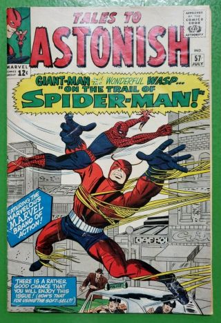 Tales To Astonish 57 Early Spider - Man Appearance Stan Lee 1964 Marvel Gd