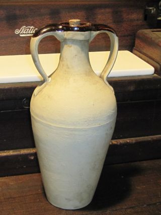Antique Stoneware Handled Crock With Cork