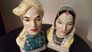 " Goldscheider " Indian Prince & Princess Helen Liedloff Goldcrest Porcelain