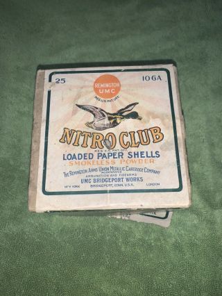 Vintage Remington Nitro Club 10 Gauge 2 Piece Empty Box