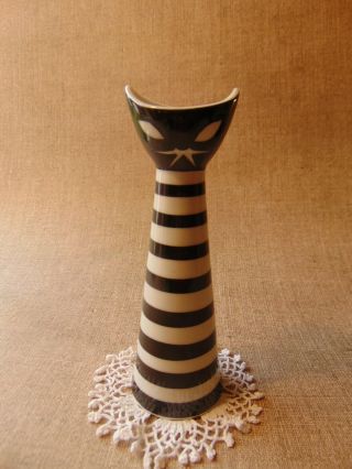 Vintage Hungarian Zsolnay Porcelain Very Rare Art Deco Cat Vase Handpainted