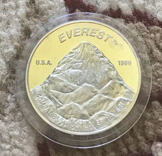 Very Rare Vintage 1986 Engelhard Mt Everest One Ounce Silver Coin Round