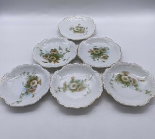 Vtg 1920 - 30 Ohme Porcelain Butter Pats Dishes Germany 3 1/4”w Set Of 6