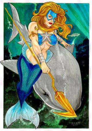Stargirl Mermaid 11x17 " Sexy Pinup Art - Comic Page By Ed Silva