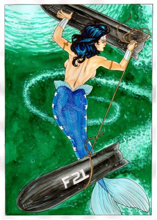 Ww Mermaid 11x17 " Color Sexy Pinup Art - Comic Page By Ed Silva