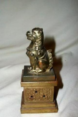 Vintage Metal Foo Dog Incense Burner Japan Temple Guard 2 Pc Rare