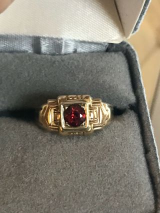 Vintage Art Deco 10k Gold Garnet Ring Sz 9