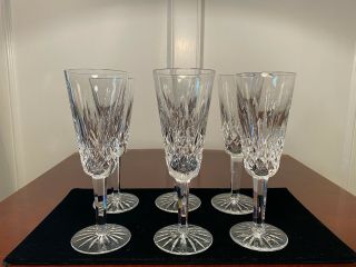 Set Of 6 True Vintage Waterford Crystal Lismore Champagne Flutes Wine Glasses