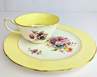 Vintage Hammersley & Co Bone China Cabbage Rose Floral Tea Cup & Lg Saucer/plate