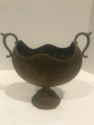 Antique Hammered Brass & Copper Imperial Russian Pedestal Urn