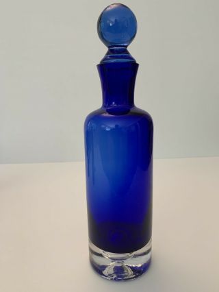 Cobalt Blue Decanter With Clear Base And Stopper