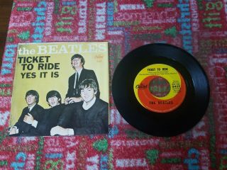 The Beatles 45 Record Ticket To Ride,  Capitol 1965 Picture Sleeve
