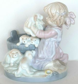 Dolfi Lisi Martin Handpainted Porcelain " Pampered Puppies " Figurine