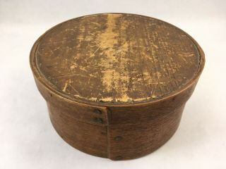 Vintage Round Wooden Box Circular Container 6 " Storage Trinket Box Rustic Decor