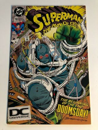 Rare Superman Man Of Steel 18 5th Print Dc Universe Logo Vf 1st Doomsday Appear