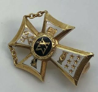 1933 Vintage 14k Gold Cross Enamel Sigma Chi Σx Fraternity Pin