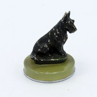 Antique Bronze Scotty Dog And Onyx Place Card Holder,  Nr