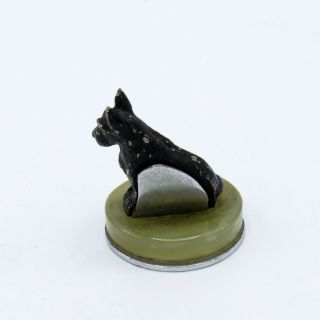 Antique Bronze Scotty Dog And Onyx Place Card Holder,  NR 2