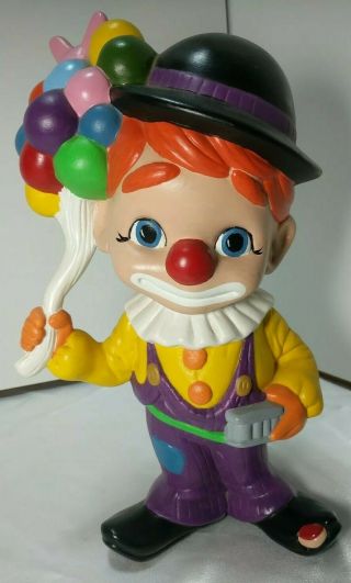 Vintage Clown Atlantic Mold Ceramic Hand Painted Clown Figurine Balloons Circus