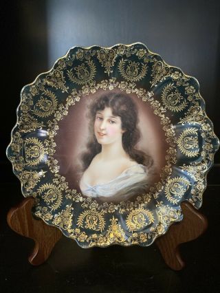 Antique Royal Vienna Bavaria Portrait Plate Hand Painted Amicitia 9”
