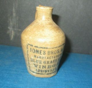 Antique Stoneware Mini Scratch Jug Jones Bros Vinegar Louisville Ky E138 Pl