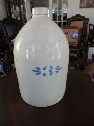 Antique 3 Gallon Stoneware Jug; Marked " Es&b "