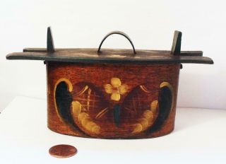 Antique Vintage Swedish Painted Wood Tine Bride Box