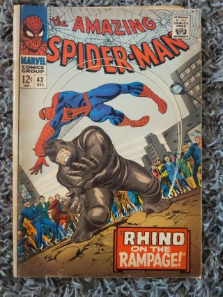 Spider - Man 43 Marvel 1966 Silver Age 2nd Rino 1st Mary Jane