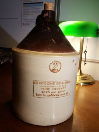 Vintage Brown Stoneware 1 Gallon Jug Crock Moonshine Whiskey