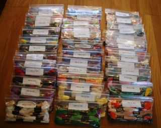 Vtg 456,  Skeins Dmc 25 Cotton Embroidery Floss Sorted By Colors In Numbered Bags