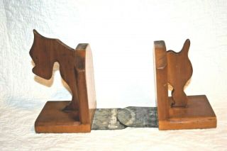 Vintage Maple Wood Scottie Scotty Dog Bookends 5.  5 " Tall