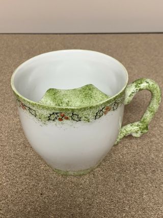 Antique Gerold Porzellan West Germany Mustache Cup Hand Painted Christmas