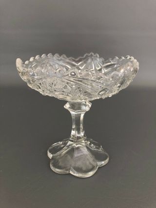 Antique Edwardian Clear Pressed Glass Footed Jelly Compote 1900 