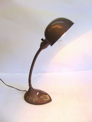 Vintage Desk Lamp Bronze Goose Neck Good S4889