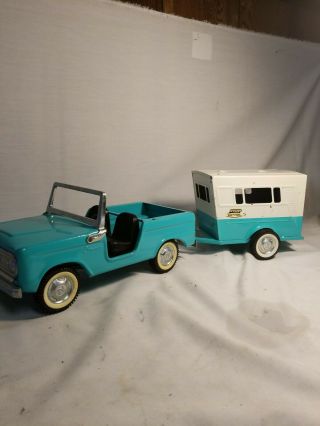 Vintage Nylint Bronco With Matching Vacationer Camper Trailer