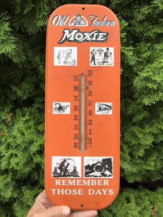 Vintage Moxie Soda Advertising Sign Thermometer Remember Those Days