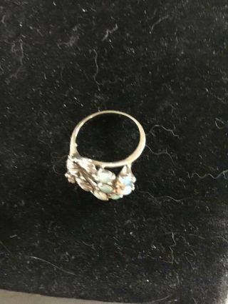 Estate Vintage Opal and White Gold Cocktail Ring size 9.  5 Blue Opal diamond 2