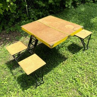 Picnic Table The Handy Table Folding Milwaukee Metal Stamping Co Vintage