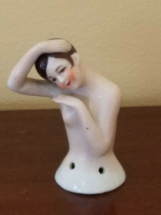 Antique Art Deco Half Doll German Porcelain Bathing Beauty Nude Flapper 5881
