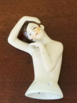 Antique Art Deco Half Doll German Porcelain Bathing Beauty nude Flapper 5881 3