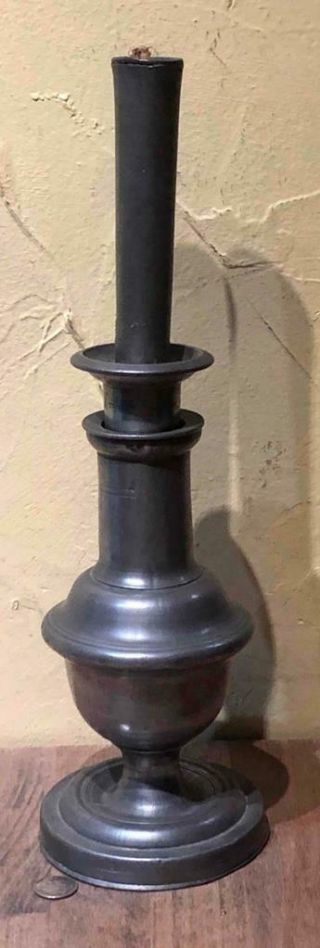 Antique French Pewter Pump Lamp,  " G.  J.  Brevete S.  G.  D.  G.  A Apt " C.  19th Century