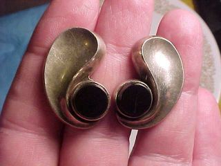 vintage Antonio Pineda 970 sterling silver and oynx earrings 2