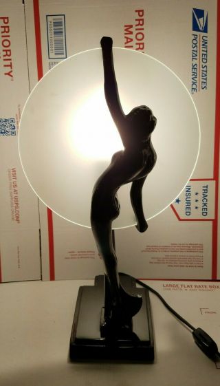 Rare Antique Vintage Art Deco Frankart Sarsaparilla Nude Nymph Woman Bronze Lamp