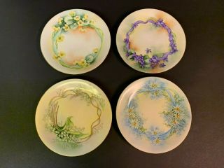 4 Antique B&c Limoges Porcelain Hand Painted Plates Artist Signed